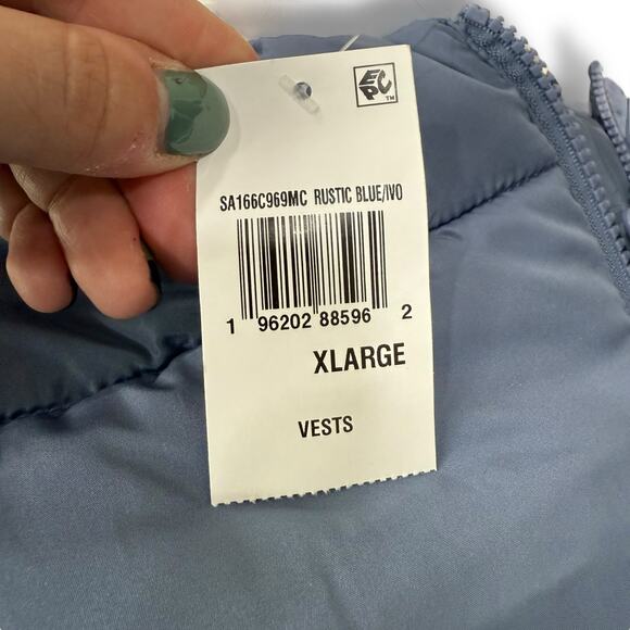 NEW Madden Girl Blue Puffer Vest Size XL Hoodie Zip Up Toggle Cinch Overshirt - Picture 10 of 10